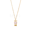 Cartoon Rabbit with Pink Shell & Dangle Balls Pendant Necklaces STAS-OY009-42G-1