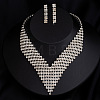 Alloy Crystal Rhinestone Chain Necklaces & Stud Dangle Earrings Sets FS-WG4CE3B-02-1