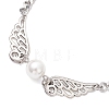 Alloy Wing & Shell Pearl Link Bracelets BJEW-TA00701-3