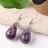 Natural Amethyst Teardrop Dangle Earrings EJEW-J086-03-1