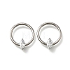 304 Stainless Steel Clear Cubic Zirconia Horse Eye Hoop Nose Rings AJEW-D306-13P-1