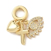 Brass Micro Pave Clear Cubic Zirconia European Dangle Charms KK-D502-13A-G-1