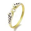 Brass Pave Green Cubic Zirconia Leopard Hinged Bangle for Women BJEW-K246-06G-1