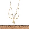 Natural Shell Brass Fairy Pendant Brass & White Round Shell Pearl Beaded Chain Necklaces for Women NJEW-JN06405-4