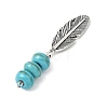 2Pcs 2 Colors Dyed Synthetic Turquoise Rondelle Beaded Pendants PALLOY-JF04682-5