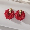 Iron & Glass Bead Ring Stud Earrings FS-WG96D15-01-1