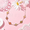 Alloy Enamel Flower Links Chain Necklaces for Women NJEW-JN04742-2