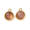 Natural Strawberry Quartz Half Round Charms STAS-L022-397A-G-1