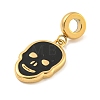 Ion Plating(IP) 304 Stainless Steel Black Enamel European Dangle Charms STAS-U005-43G-2