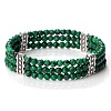 Round Synthetic Malachite & Alloy Multi-Strand Beaded Stretch Bracelets for Women Men GQ0306-8-1