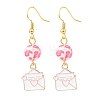 3 Pairs 3 Style Pink Alloy Enamel Charms & Resin Beads Dangle Earrings EJEW-JE05030-05-4