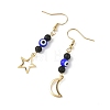 Handmade Evil Eye Lampwork and Natural Lava Rock Dangle Earrings EJEW-JE07451-01-4