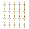 20Pcs Brass Micro Pave Cubic Zirconia Tiny Cross Charms KK-DC0001-85-1