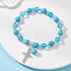 2Pcs Cross Alloy Rhinestone Charm Bracelets BJEW-JB12882-3