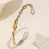 Duo Tone 304 Stainless Steel Twisted Open Cuff Bangles SA-CBA3E4B-03GP-3