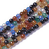 Natural Multi-Color Agate Beads Strands G-F596-36-4mm-1