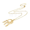 Woven Net/Web with Feather 304 Stainless Steel Pendant Necklaces for Women NJEW-G087-09G-3