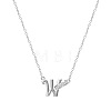 304 Stainless Steel Crystal Rhinestone Initial Pendant Necklaces FS-WGCEFCC-23-1