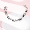 Punk 304 Stainless Steel Barbed Wire Link Chain Bracelets for Women Men BJEW-C148-02AS-2