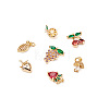 Fashewelry 16Pcs 8 Style Brass Micro Pave Gold Cubic Zirconia Charms ZIRC-FW0001-01-8