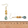Natural Amber & Abalone Shell/Paua Shell Beads Dangle Earrings EJEW-JE07315-01-5