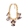 Acrylic Lady Perfume Bottle High Heel and Imitation Pearl Pendant Bib Necklaces with Alloy Chains for Women FS-WGDF0C3-08-1