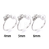 Flower Brass Micro Pave Clear Cubic Zirconia Cuff Ring Settings KK-T076-79P-4