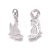 Brass Micro Pave Clear Cubic Zirconia European Dangle Charms ZIRC-I036-23P-1