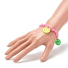 Opaque Acrylic Smiling Face Charm Bracelets BJEW-JB06258-5