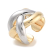 Brass Criss Cross Open Cuff Ring for Women RJEW-C102-08GP-1