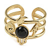 Natural Black Onyx Finger Rings RJEW-U027-07G-08-2