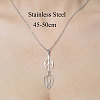 201 Stainless Steel Hollow Tulip Pendant Necklace NJEW-OY001-57-3