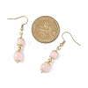 Natural Rose Quartz Round Dangle Earrings EJEW-JE06822-02-3