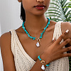 Alloy & Synthetic Turquoise Chips Beaded Necklaces & Beaded Bracelets Sets FS-WG6FE76-01-2