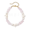 Starfish Synthetic Turquoise & Natural Rose Quartz Chip Beaded Bracelets for Women BJEW-JB11264-03-2