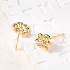 Brass Micro Pave Clear Cubic Zirconia Flower Stud Earrings EJEW-C158-17A-G-3