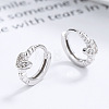 Heart 925 Sterling Silver Micro Pave Clear Cubic Zirconia Hoop Earrings FS-WGEC1D1-02-1
