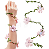 Flower Polyester with Iron wire Upper Arm Cuff Bangles for Women AJEW-GF0014-08A-1