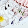 4 Pairs 4 Colors Glass Teardrop with Spiral Pattern Dangle Earring EJEW-FI0001-07-7