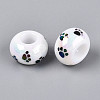UV Plating Printed Opaque Acrylic European Beads MACR-N018-05A-3