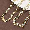 Brass Enamel Evil Eye Link Chain Necklaces NJEW-G183-01G-05-1