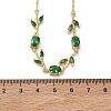 Brass Pave Cubic Zirconia Rose Flower Link Cable Chain Necklaces for Women NJEW-C121-05B-08G-5