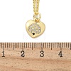 Brass Micro Pave Clear Cubic Zirconia Heart Pendant Necklaces for Women NJEW-M088-02G-02-3