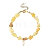 Natural Yellow Opal Beads & Natural Cultured Freshwater Pearl Charm Bracelets for Women BJEW-JB14216-3