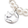 ABS Plastic Imitation Pearl  & Rhinestone Beaded Stretch Bracelet with Alloy Charm for Women BJEW-JB08526-01-5