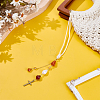 2Pcs Glass Bead & Natural Red Agate & Natural Carnelian & Alloy Car Pendant Decorations HJEW-DR00300-3