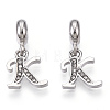 Platinum Rack Plating Alloy Rhinestone European Dangle Charms PALLOY-T048-36P-K-1