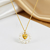 304 Stainless Steel with Plastic Pearl Beaded Ring Mum Heart Pendant Necklaces for Mother's Day FS-WG96BC2-01-4