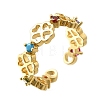 Brass Micro Pave Cubic Zirconia Cuff Rings for Women RJEW-Q008-01G-02-2