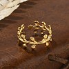 Leaf 304 Stainless Steel Open Cuff Rings RJEW-R014-02G-04-3